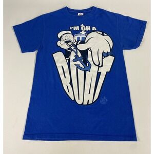 Popeye Shirt Men's Small I'm On A Boat Blue Graphic Rap Tee